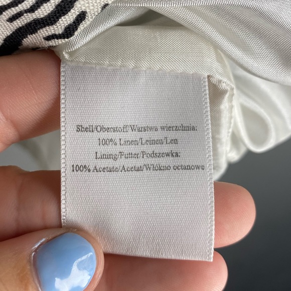 Saint Tropez Dress Size 4 Pattern 100% Linen Black White Knee Length Sleeveless - Picture 9 of 10